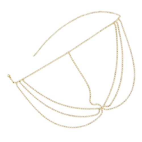 LRXIYODE Afrikanisches Stirnband mit Strasssteinen für Frauen Goldene Haarkette Kopfschmuck Mehrschichtiger Schmuck für Festliche Anlässe Elegantes Design Leichtes Tragegefühl von LRXIYODE