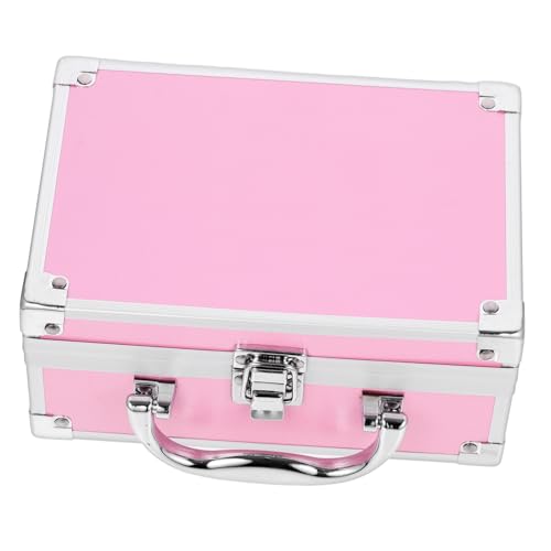 LRXIYODE Aluminium Kosmetikkoffer Klein Rosa Leichter Makeup Organizer aus Robustem Aluminiumlegierung Tragbarer Schminkkoffer mit Praktischem Griff Langlebige Aufbewahrungsbox für Beauty von LRXIYODE