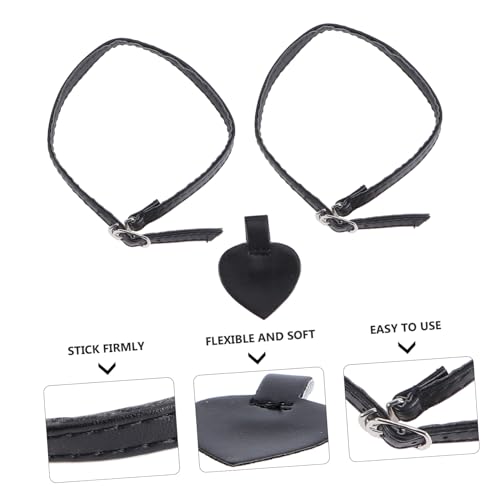 LRXIYODE Anti lost High Heel Schnürsenkel Weiche PU Anti drop Fersenliner Verstellbare Schuhriemen für Damen in Mattschwarz für Lockere Pumps und Absatzschuhe von LRXIYODE