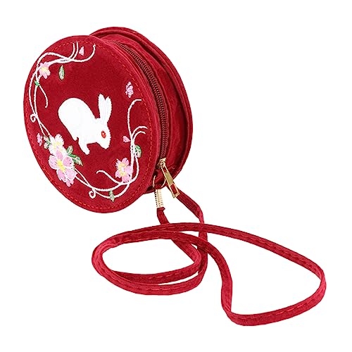 LRXIYODE Antike Umhängetasche Mit Stickerei Runde Form Schultertasche Leichtgängiger Reißverschluss Platz Für Handy Karten Und Taschentücher Geeignet Für Schule Arbeit Party Shopping Und Re von LRXIYODE
