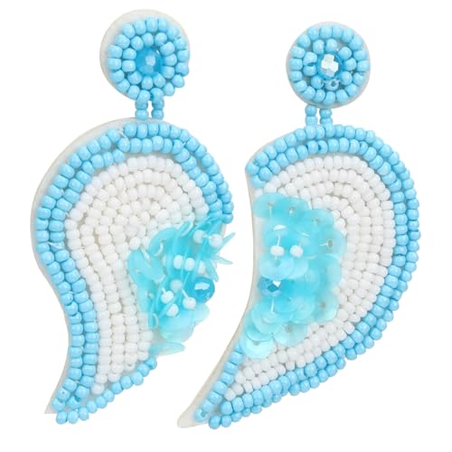 LRXIYODE Asymmetrische Damen Ohrhänger mit Perlen Handgefertigte Herz und Blumen Designs Dangle Ohrringe für Party Stilvolles von LRXIYODE