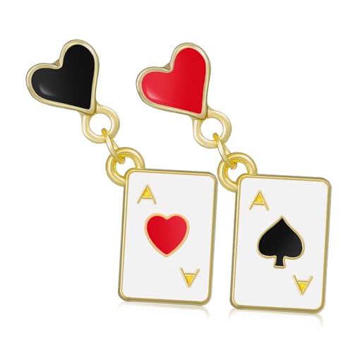 LRXIYODE Spielkarten-ohrringe Herz Dekorationen Damen Schmuck Ohrhänger Für Frauen Mädchen Accessoires Spielkarten-design Für Alltag Und Partys von LRXIYODE