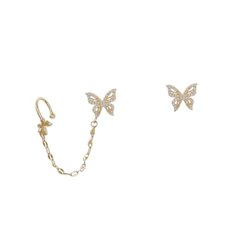 LRXIYODE Asymmetrische Schmetterling Ohrstecker aus Legierung mit Rhinestones Ohrklemme für Damen Stylische Ohrdeko für Party und Alltag Langlebig und Komfortabel von LRXIYODE