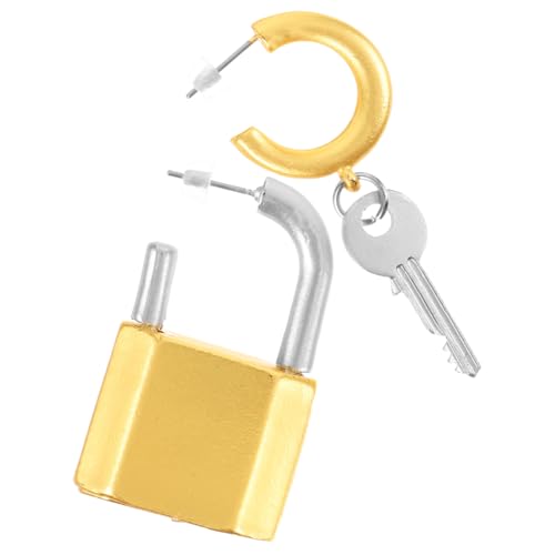 LRXIYODE Asymmetrische Vintage Schlüssel Ohrringe Damen Dekorativ Leicht Verarbeitung Goldfarben für Party Hochzeit Geburtstag Einzigartiges Design mit Schloss und Schlüsselanhänger von LRXIYODE