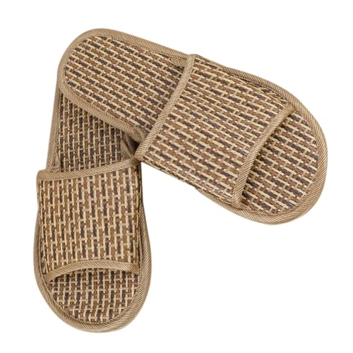 LRXIYODE Atmungsaktive Bambus slippers Damen und Herren Flach Sandalen Sommer Hausschuhe Leicht Kühl Strand Pantoletten für Zuhause und Freizeit von LRXIYODE