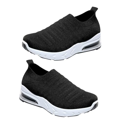 LRXIYODE Atmungsaktive Damen Sneakers mit Dicker Sohle rutschfest Leicht Weiches Mesh Futter für Sommer Freizeit und Outdoor aktivitäten Modisch und Bequem Schwarz von LRXIYODE