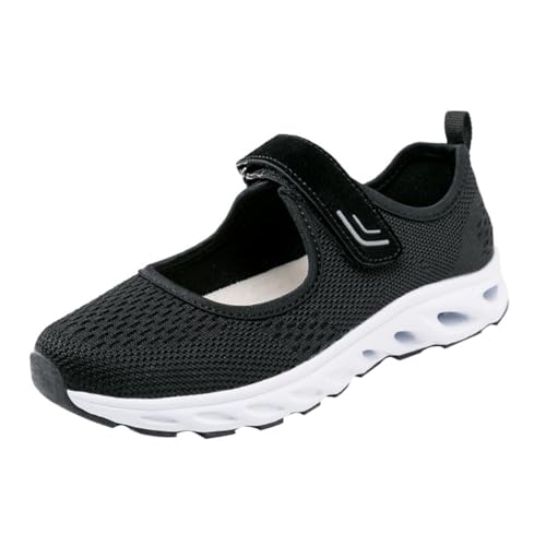 LRXIYODE Atmungsaktive Sportsneaker Damen mit Elastischer Sohle Rutschfesten Außensohle und Bequemem Innenfutter Leichte Walking Schuhe für Alltag und Fitness Schwarz von LRXIYODE