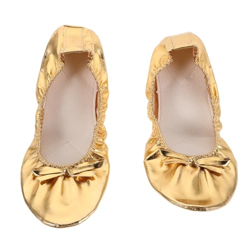 LRXIYODE Ballettschuhe Damen Soft Sole Leichtgewichtige Tanzschläppchen mit Geteiltem Sohlen Design für Bauchtanz Yoga und Balletttraining Stoßdämpfend und Tragbar Goldfarben von LRXIYODE