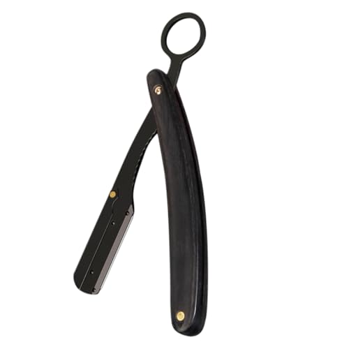 LRXIYODE Barber Rasiermesser aus Edelstahl Manueller Bart Rasierer mit Holzgriff Faltbarer Profi Rasierhobel für Glattes Rasieren Geeignet für Friseure und Herren Bartpflege von LRXIYODE