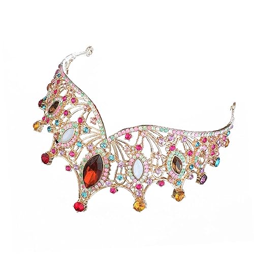 LRXIYODE Barocke Braut Tiara Haarschmuck mit Farbigen Strasssteinen Damen Krone für Hochzeit Geburtstag Party und Festliche Anlässe Langlebiges Diadem für Stilvolle Auftritte von LRXIYODE