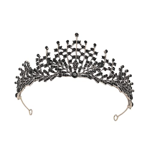 LRXIYODE Barocke Brautkrone Schwarz Vintage Hochzeit Tiara Komfortabler Kopfschmuck Verformungsfest Für Partys Halloween Prinzessin von LRXIYODE