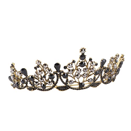 LRXIYODE Barocke Retro Brautkrone Schwarz Leichtes Damen Haarreif Haltbar Sicher Königin Stil Hochzeits Party Haarschmuck für Geburtstag Jga und Festliche Anlässe von LRXIYODE