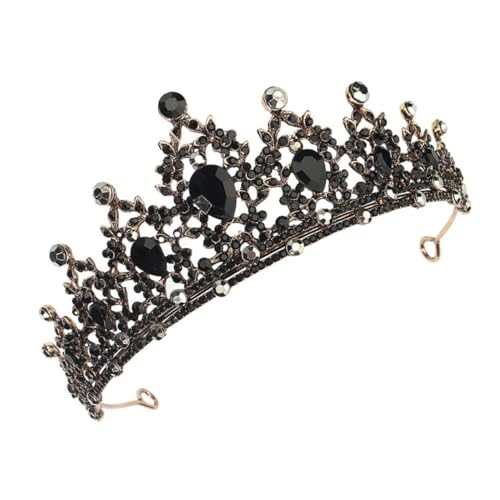 LRXIYODE Barockstil Braut Haarkrone mit Strassbesatz Schmuck Haarband für Hochzeit Party Fotografie Langlebiges Accessoire Schwarzes Design von LRXIYODE