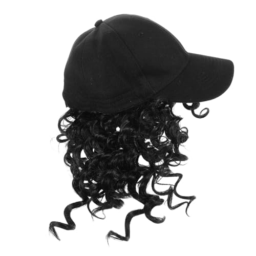 LRXIYODE Baseball Cap Wig mit Natürlichen Afro Locken Integrierte Damen Haarmütze für Reisen und Alltag Schnelles Styling Voluminöse Locken Schwarzes Curling Hut Design von LRXIYODE