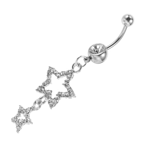 LRXIYODE Bauchnabelring mit Funkelndem Sternanhänger Zirkonia Komfortabler Sitz Hautfreundlich Sicherer Körperschmuck für Damen Stilvolles Bauchnabelpiercing für Alltag und Besondere von LRXIYODE