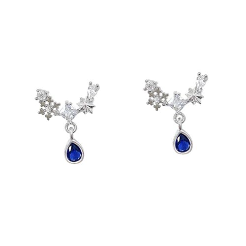 LRXIYODE Blaue Wasserfall Zirkonia Ohrstecker Damen Schmuck Leicht und Wasserfest Modisch für Party Alltag Valentinstag von LRXIYODE
