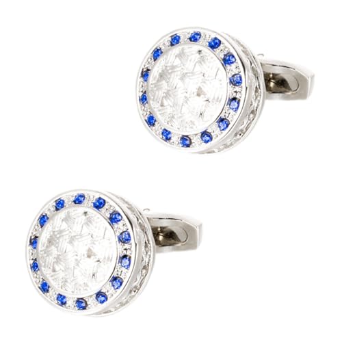 LRXIYODE Blauer Schmuck Manschettenknopf Herren Manschettenknöpfe Business Party Hochzeit Schmuck Accessoire Rund Poliert Komfortabel Langlebig von LRXIYODE