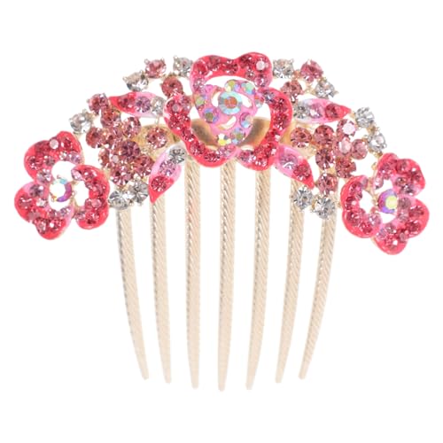 LRXIYODE Blumen Haarkamm mit Funkelnden Strasssteinen Dekorativer Steckkamm für Damen Fester Sitz durch Einzigartige Zahnkonstruktion Eleganter Brautschmuck für Hochzeit und Festliche von LRXIYODE