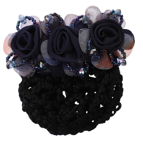 LRXIYODE Blumen Haarnetz für Dutt Damen Haarschmuck mit Stoffblume Haarnetz Clip Eleganter Haarschutz für Arbeit Bühne Alltag Geeignet von LRXIYODE