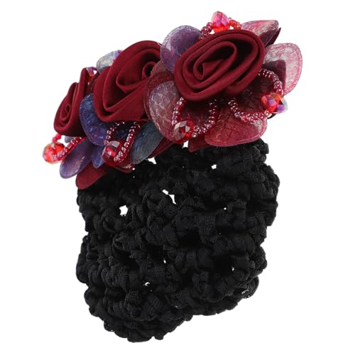 LRXIYODE Blumen haarspange Haarnetz Haargummi aus Stoff Flexibler Haarnetz bun cover für Frauen Geeignet für Balletttänzerinnen Stewardessen Hotelpersonal Bequemes Haarschmuck accessoire von LRXIYODE