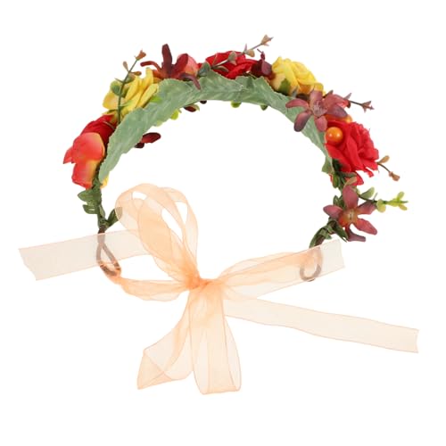 LRXIYODE Blumenkranz Haarkranz Hochzeit Braut Kopfschmuck aus Leichtem Material Weicher Rosenblüten Party Haarband für Fotoshooting Karneval Festliche Anlässe Cosplay Accessoire von LRXIYODE