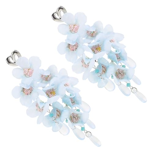 LRXIYODE Blumenohrringe mit Herzmotiv Lange Quasten Modisch Sommerlich Vielseitig für Hochzeit Urlaub Alltag Damen von LRXIYODE