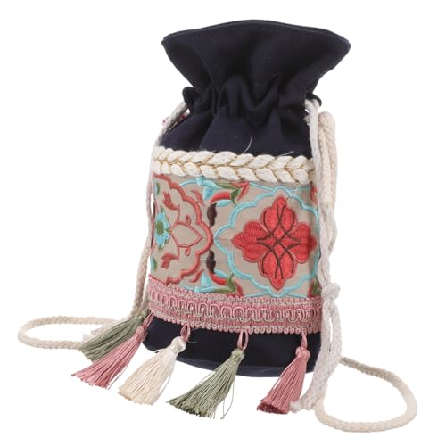 LRXIYODE Bohemian Canvas Bucket Bag Damen Umhängetasche mit Blumenmuster Langlebige Schultertasche für Alltag Shopping Freizeit Mittelgroße Crossbody Tasche für Frauen und Mädchen von LRXIYODE