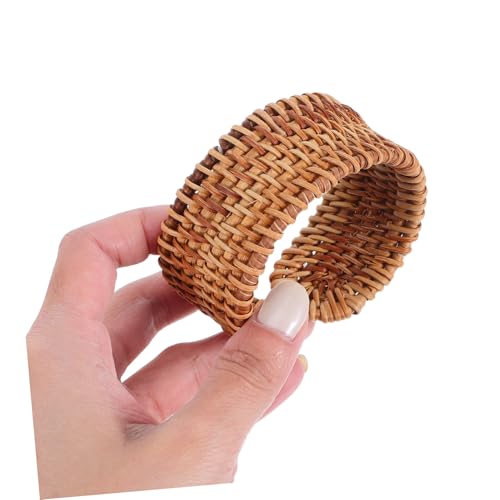 LRXIYODE Bohemian Statement Rattan Bracelet Handmade Lightweight Woven Straw Braid Cuff Chunky Adjustable Wicker Bangle für Damen Sommer Schmuck Langlebig und Komfortabel von LRXIYODE