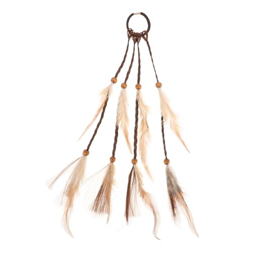 LRXIYODE Boho Federn Haarband Bunt Geflochten Weich Vielseitig Damen Mädchen Festival Haarseil Karneval Haarschmuck für Zöpfe und Oberkopf Frisuren von LRXIYODE