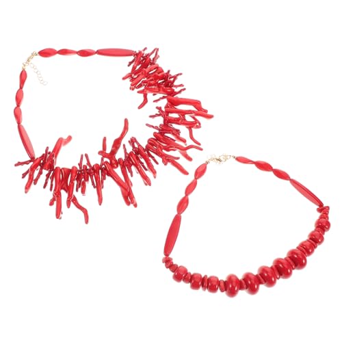 LRXIYODE Boho Kette Damen Choker Halskette Kunststoff Leicht Elegant Bohemian Stil Auffällige Korallenfarbe Modisches Accessoire für Frauen von LRXIYODE