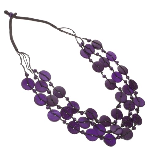 LRXIYODE Boho Mehrlagige Kurze Holzperlen Halskette mit Kokosnussschale Ethnischer Schmuck Damen Halsdekoration für Urlaub Strand Alltag und Festliche Anlässe von LRXIYODE