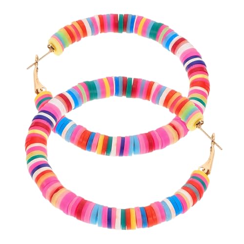 LRXIYODE Boho Ohrringe Damen Rund Polymer Clay Ohranhänger Bunte Leichte Handmade Schmuck für Durchstochene Ohren Alltag Party Hochzeit von LRXIYODE