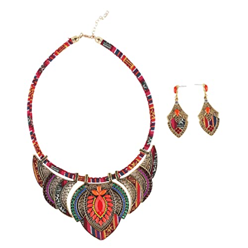 LRXIYODE Boho Ohrringe und Halskette Set Damen Ethnischer Stil Schmuckset mit Anhänger Modisches Schmuckset für Hochzeit Geburtstag Party für Frauen von LRXIYODE
