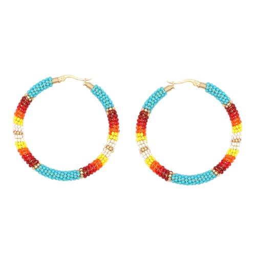 LRXIYODE Boho Perlen Ohrringe Damen Große Runde Statement Creolen Leicht Ethno Schmuck Für Alltag und von LRXIYODE