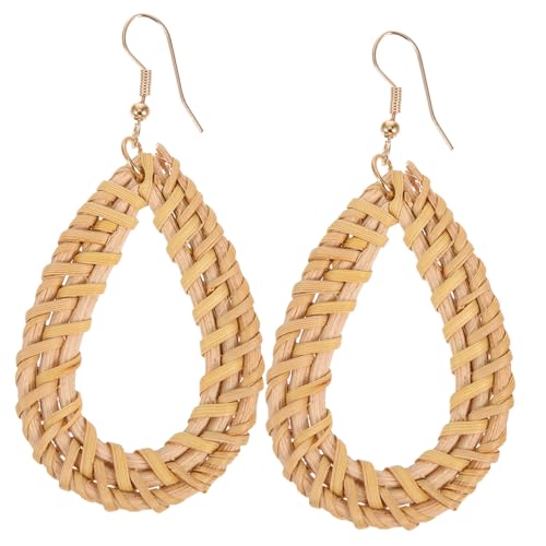 LRXIYODE Boho Rattan Ohrringe Damen Leichte Handmade Dangle Ohrringe Geometrisch Schmuck Für Alltag Party Urlaub von LRXIYODE