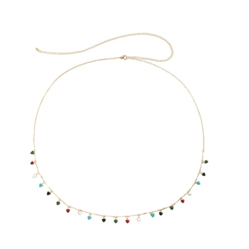 LRXIYODE Boho Stil Bauchkette Damen Goldfarben Hüftkette mit Kleinem Herz Anhänger Körperkette für Strand Party Tanz Hochzeit Accessoire von LRXIYODE