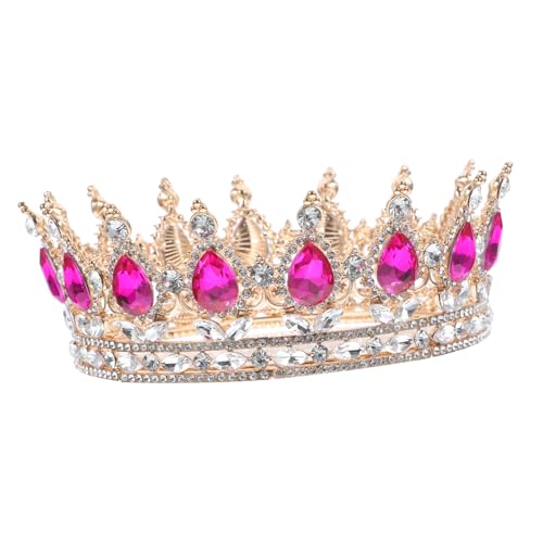 LRXIYODE Braut Haarschmuck Strass Stirnband Krone Barock Prinzessinnen Hochzeit Tiara Damen Party Accessoire Rosa Gold von LRXIYODE