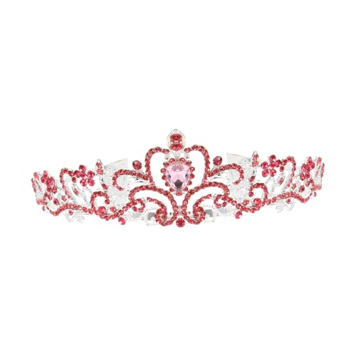 LRXIYODE Braut Tiara mit Funkelnden Strasssteinen Großer Rosa Legierungs Krone Eleganter Kopfschmuck für Hochzeitskleider Komfortabel und Hautfreundlich Prinzessin Accessoire für Damen und von LRXIYODE