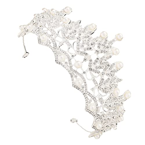 LRXIYODE Brautkrone aus Perlen Hochzeits Tiara mit Funkelnden Kristallen Luxuriöser Haarschmuck für Besondere Anlässe für Hochzeit Abschlussball Cosplay und Feiern Leicht und Langlebig von LRXIYODE