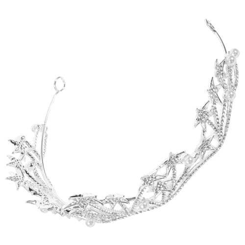 LRXIYODE Brautkrone mit Elektroplattiertem Stern und Perlendetail Modischer Haarschmuck für Hochzeiten Verlobungen und Festliche Anlässe Silbernes Design für Damen und Mädchen von LRXIYODE