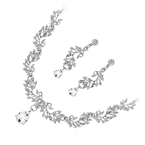 LRXIYODE Brautschmuck Set Damen Halskette Ohrringe Set Funkelnd Elegant für Hochzeit Brautjungfer von LRXIYODE