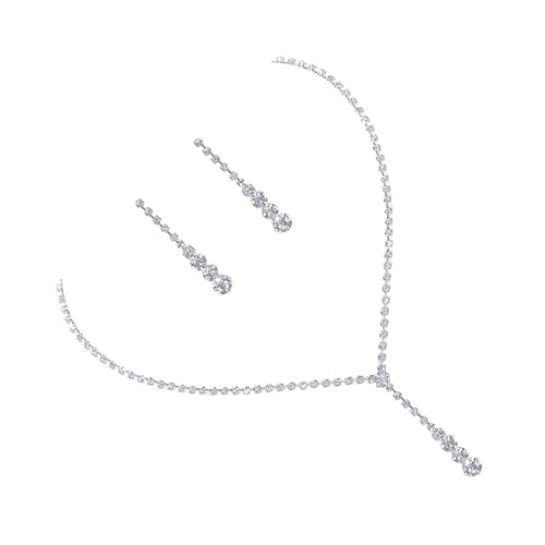 LRXIYODE Brautschmuck Set Halskette mit Anhänger und Funkelnden Strass Ohrringen Elegantes Schmuckset für Hochzeit Verlobung Valentinstag und Festliche Anlässe von LRXIYODE