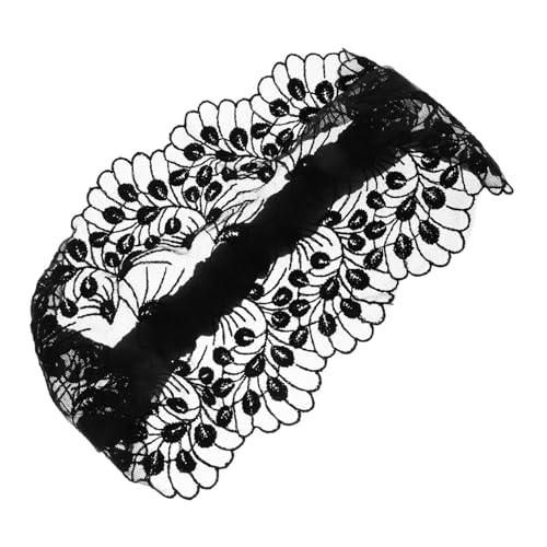 LRXIYODE Breites Elastisches Spitzen Stirnband Damen mit Floralem Muster Rutschfestes Vielseitiges Haarband für Gesichtsreinigung und Hautpflege Schwarze Spitzenkopfbedeckung mit von LRXIYODE