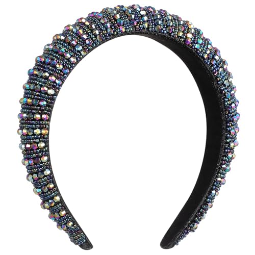 LRXIYODE Breites Glitzer Haarband Damen mit Handgefertigten Blauen Strasssteinen Eleganter Haarschmuck für Hochzeiten Geburtstagsfeiern und Festliche Anlässe Komfortabel und Modisch von LRXIYODE