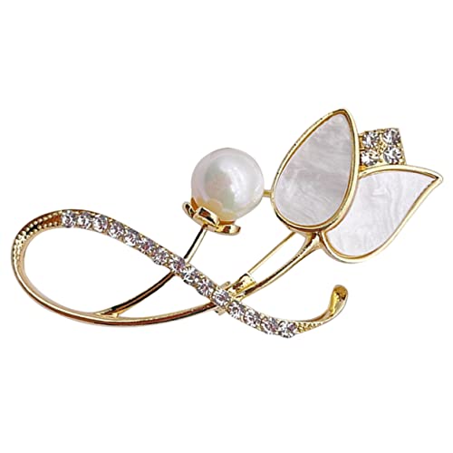 LRXIYODE Brosche Damen Tulpenblume mit Perlen Schmuck Fashion Ansteckblume für Hochzeit Party Geburtstag Valentinstag Schmuckaccessoire von LRXIYODE