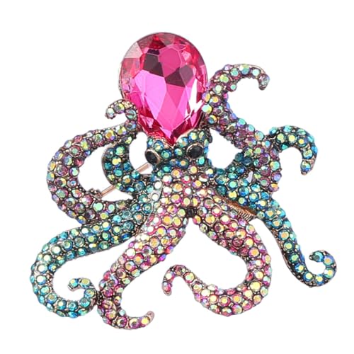 LRXIYODE Strassbrosche Oktopus Brosche Pin Für Kleidung Schmuck Mit Broschennadel Für Schalkragen Und Mantel Broschenclips Für Schals Und Hüte von LRXIYODE
