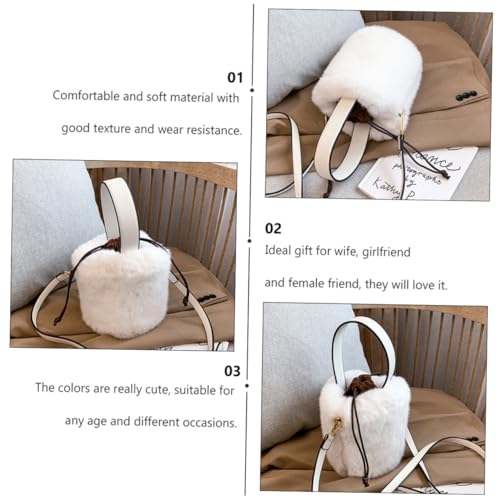 LRXIYODE Bucket Bag Damen Handtasche Weiß Plüsch Schultertasche Elegant Modisch Mittelgroß Alltag Messenger Bag Crossbody Tasche von LRXIYODE