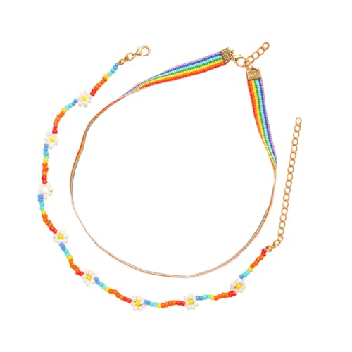 LRXIYODE Bunte Ethno längliche Perlen Halskette Boho Choker Damen Strand Schmuck Sommerliches Accessoire von LRXIYODE