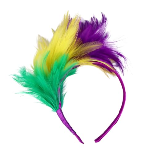 LRXIYODE Bunte Federn Haarreif Faszinator für Damen Hochzeitsgast Halloween Kostüm Party Kopfschmuck Braut Blumenhaarreif Festliches Kopfband von LRXIYODE