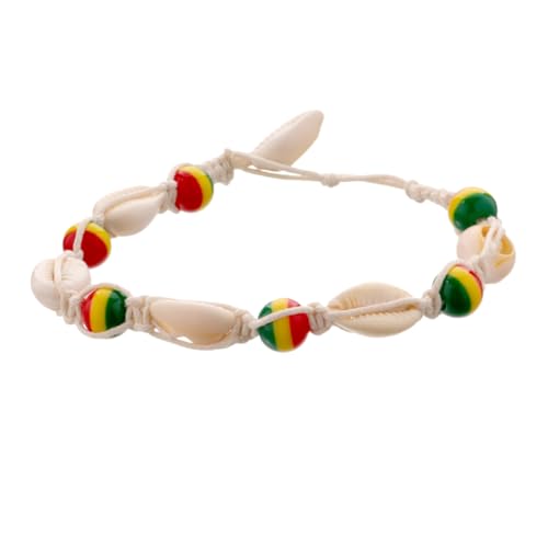 LRXIYODE Bunte Holzperlen Fußkette mit Muscheln Handgemachte Knöchel Kette Boho Schmuck für Frauen Strand und Partykette für und Tägliche Outfits von LRXIYODE